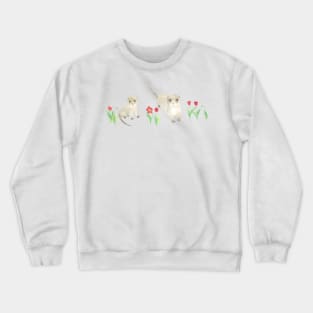 Baby Otters and Red Tulips Crewneck Sweatshirt